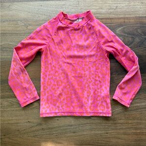 Mini Boden UPF Rashguard Cover Up Leopard Sun Swim Shirt 7-8Y, Fair Condition